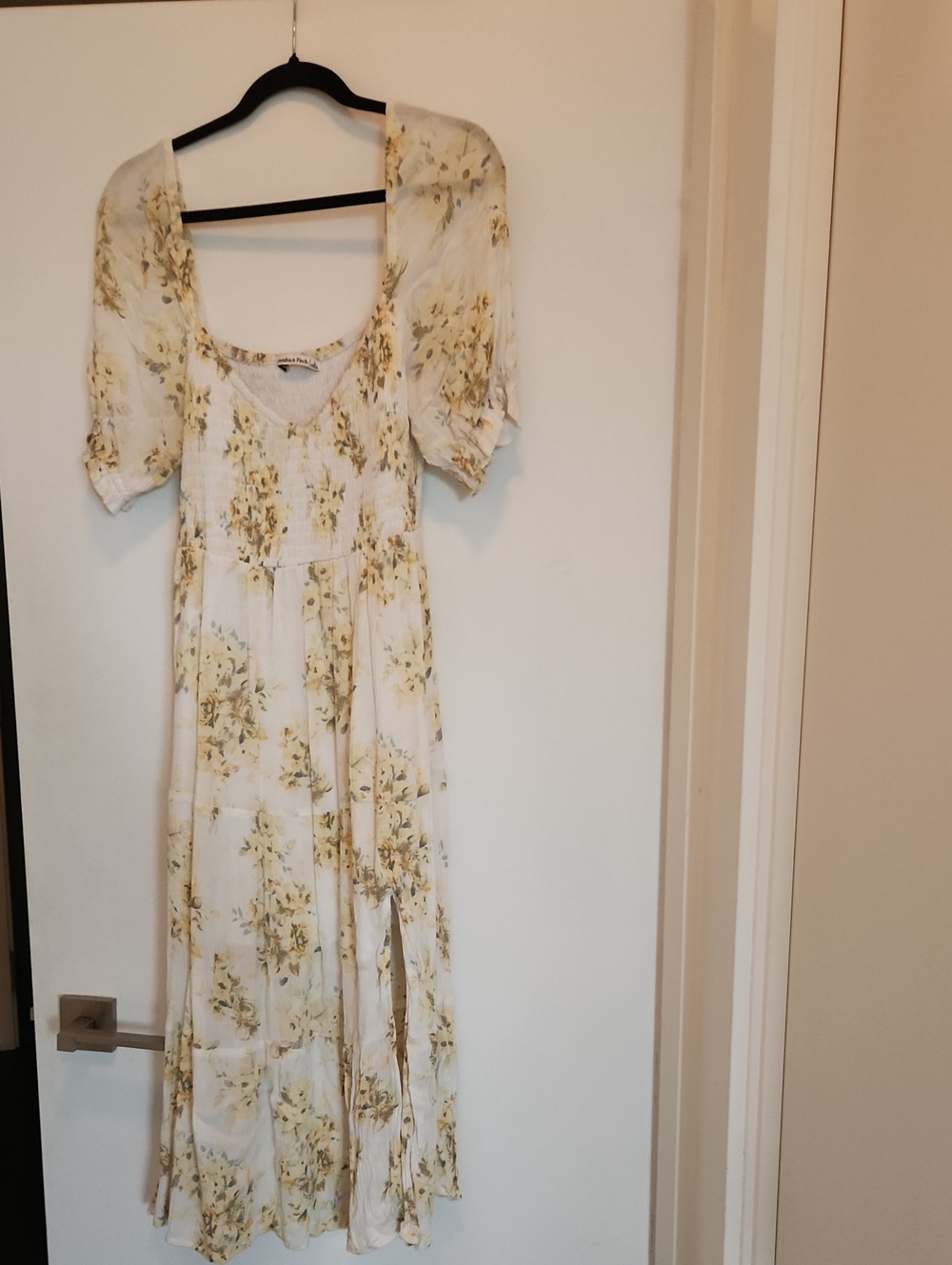 Abercrombie & Fitch White Maxi Dress with Yellow Floral Print